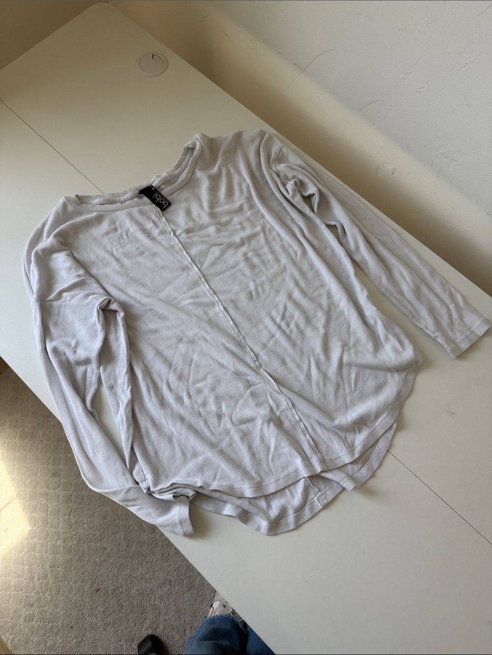 bobi White Long Sleeve Ribbed Tee